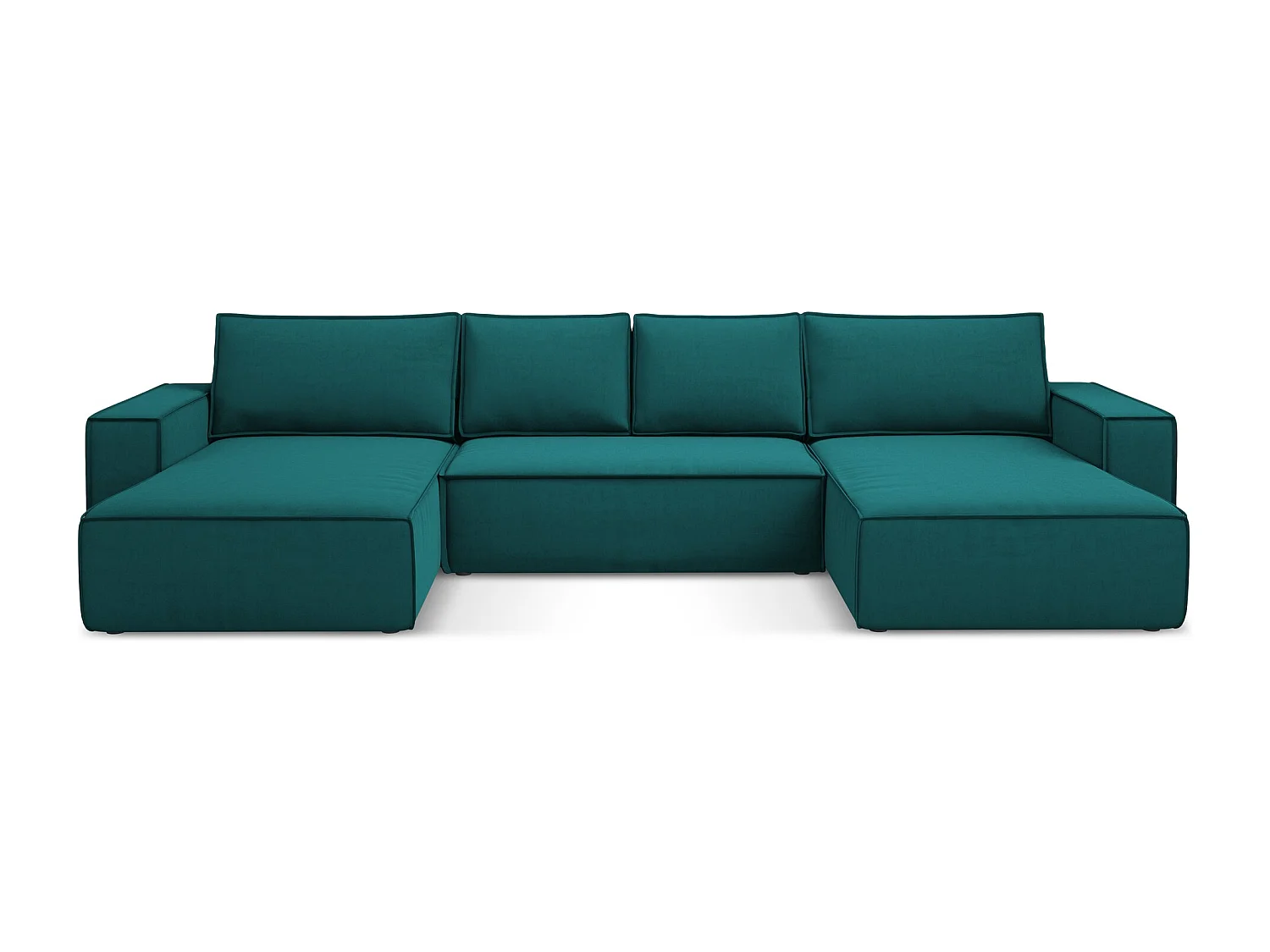 Sofa panoramiczna z funkcją spania - z tkaniny welwetowej - morski - KIMO