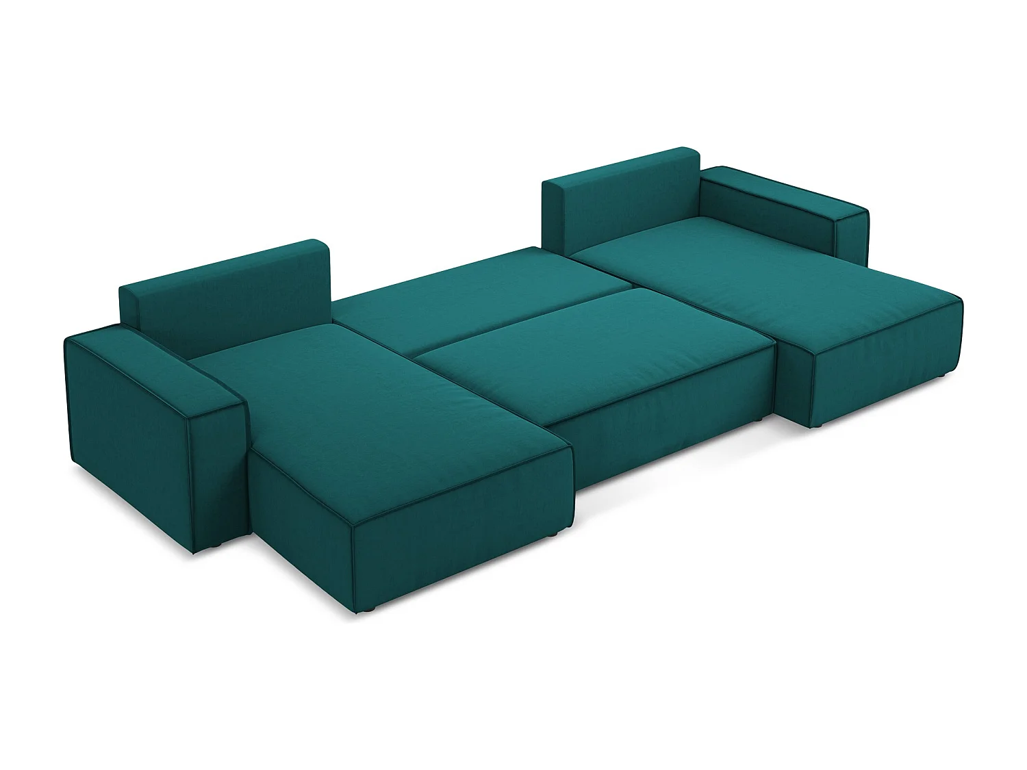 Sofa panoramiczna z funkcją spania - z tkaniny welwetowej - morski - KIMO