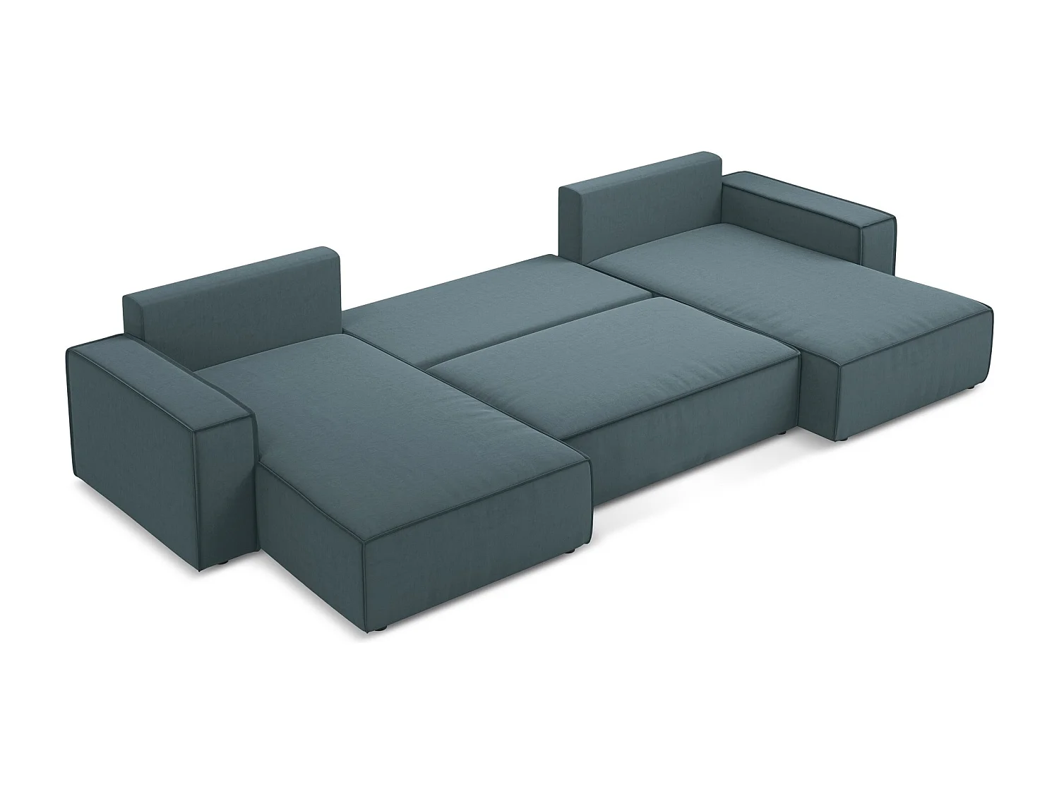 Sofa panoramiczna z funkcją spania - z tkaniny welwetowej - morski - KIMO