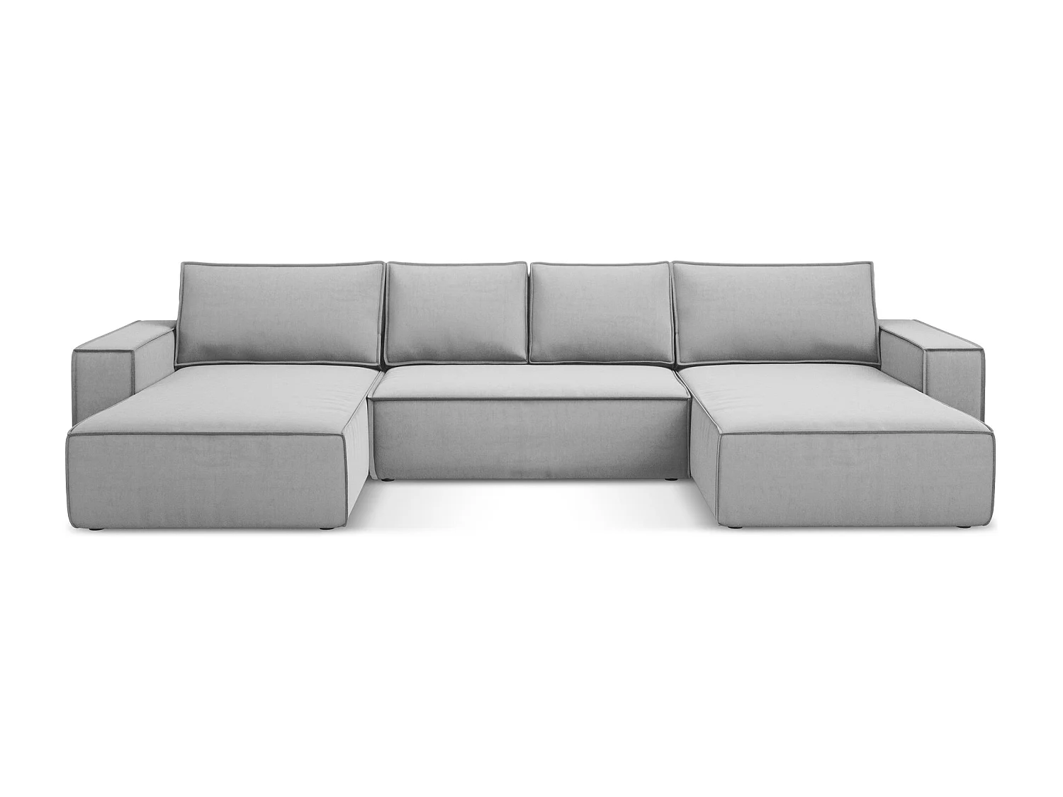 Canapé d'angle panoramique convertible en velours - gris - KIMO