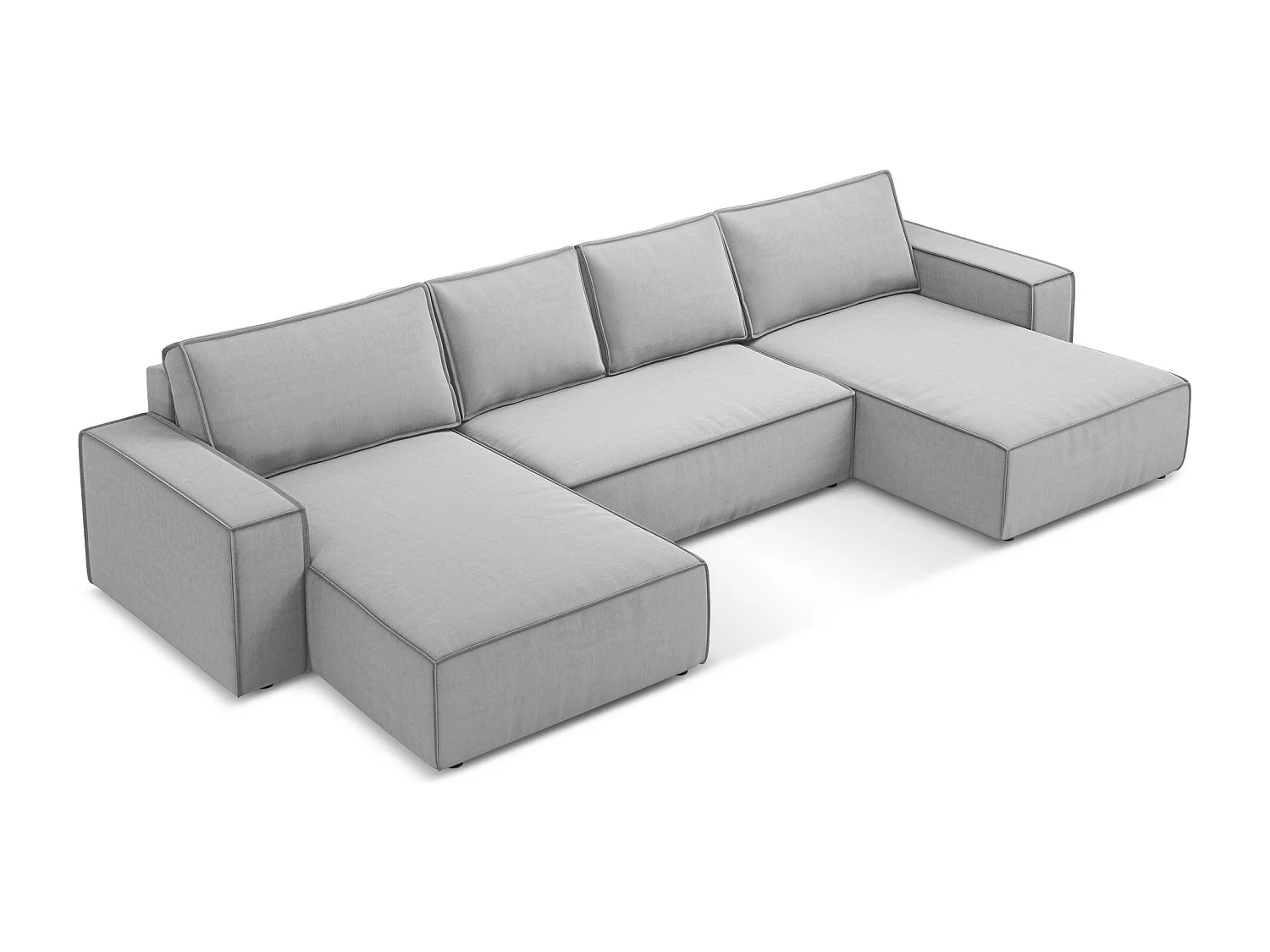 Canapé d'angle panoramique convertible en velours - gris - KIMO