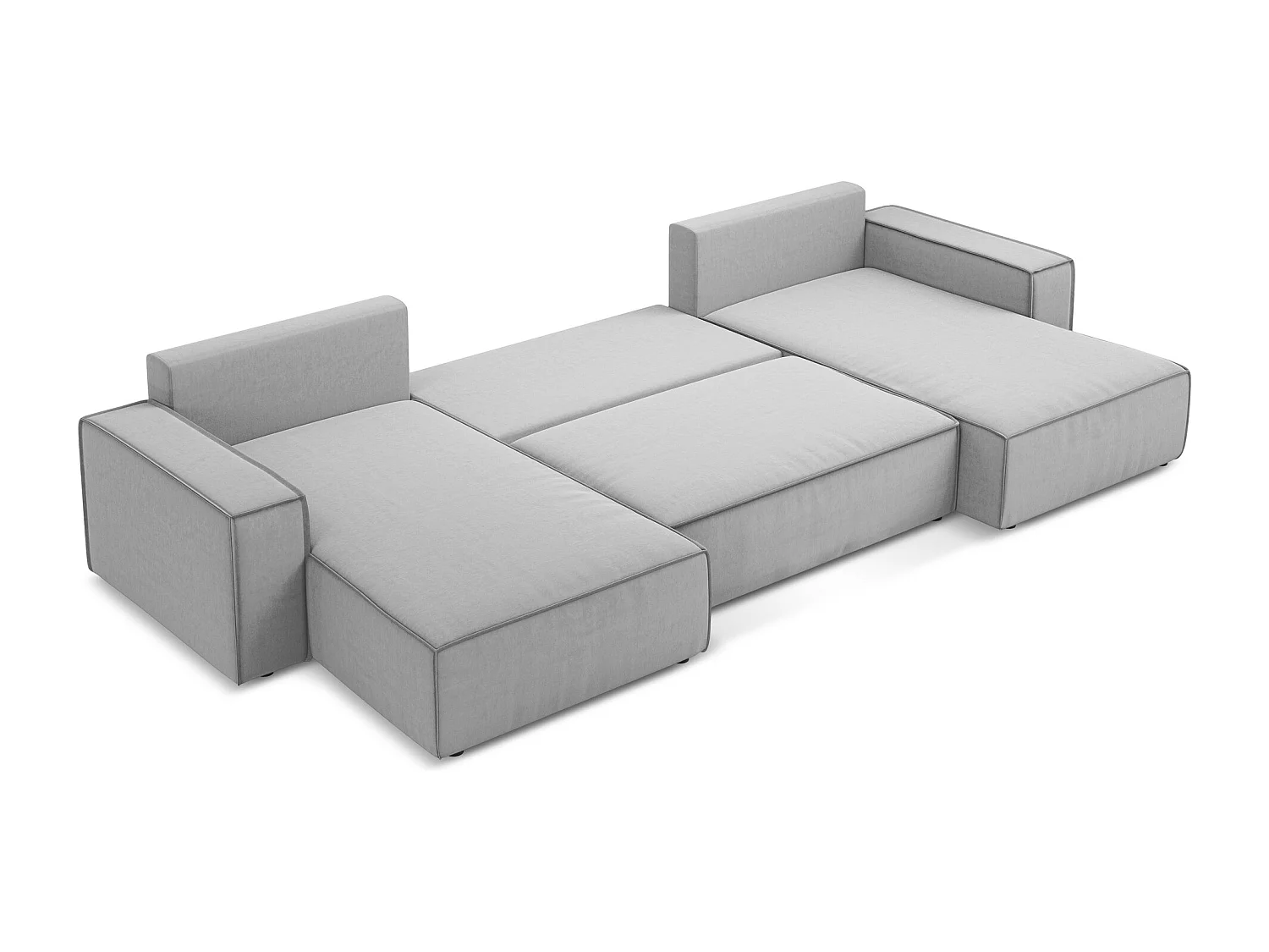 Canapé d'angle panoramique convertible en velours - gris - KIMO