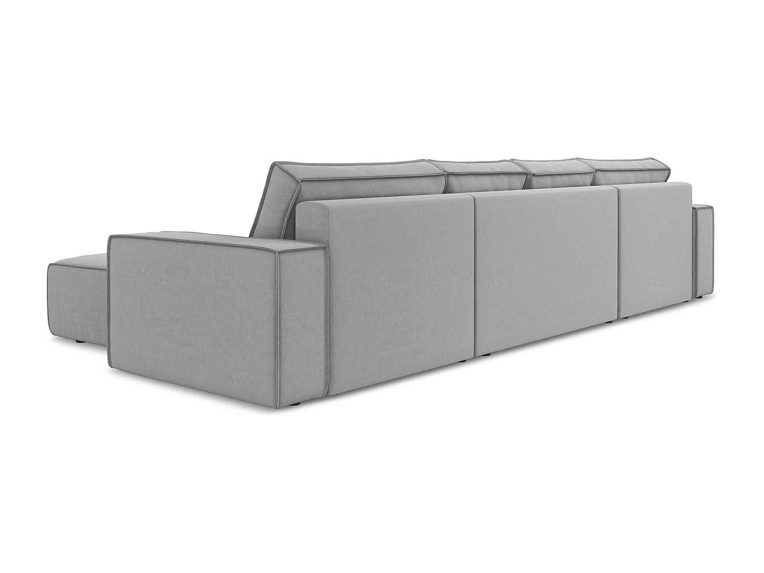 Canapé d'angle panoramique convertible en velours - gris - KIMO