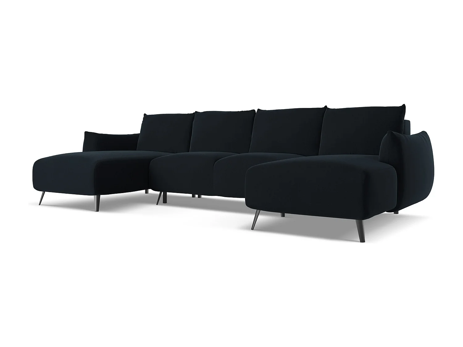 Canapé d'angle panoramique convertible en velours - bleu royal - MALIE