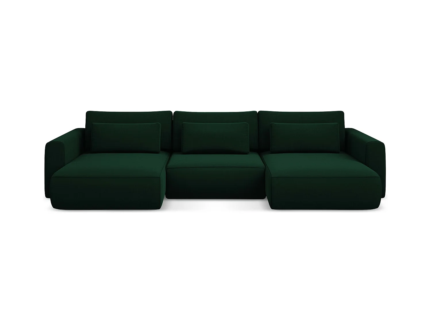 Canapé d'angle panoramique convertible en velours - bouteille verte - KAPUA
