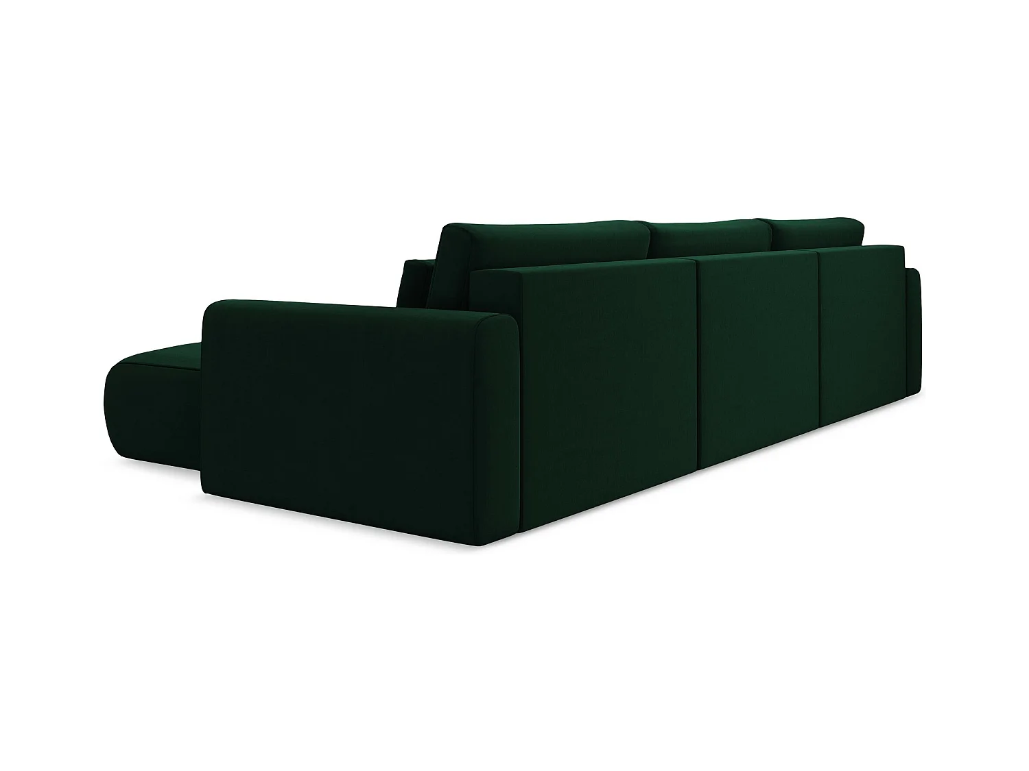 Canapé d'angle panoramique convertible en velours - bouteille verte - KAPUA