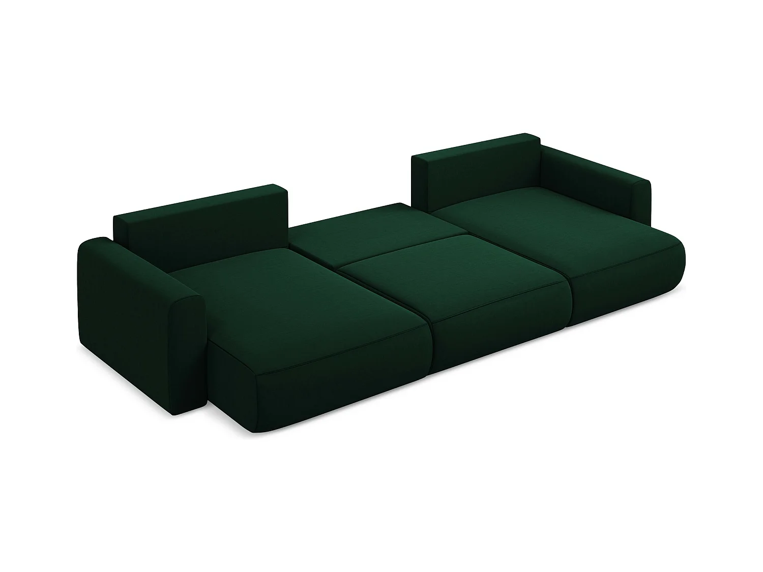 Canapé d'angle panoramique convertible en velours - bouteille verte - KAPUA