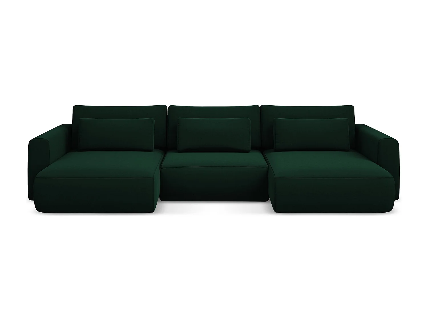 Sofa panoramiczna z funkcją spania - z tkaniny welwetowej - butelkowa zieleń - KAPUA