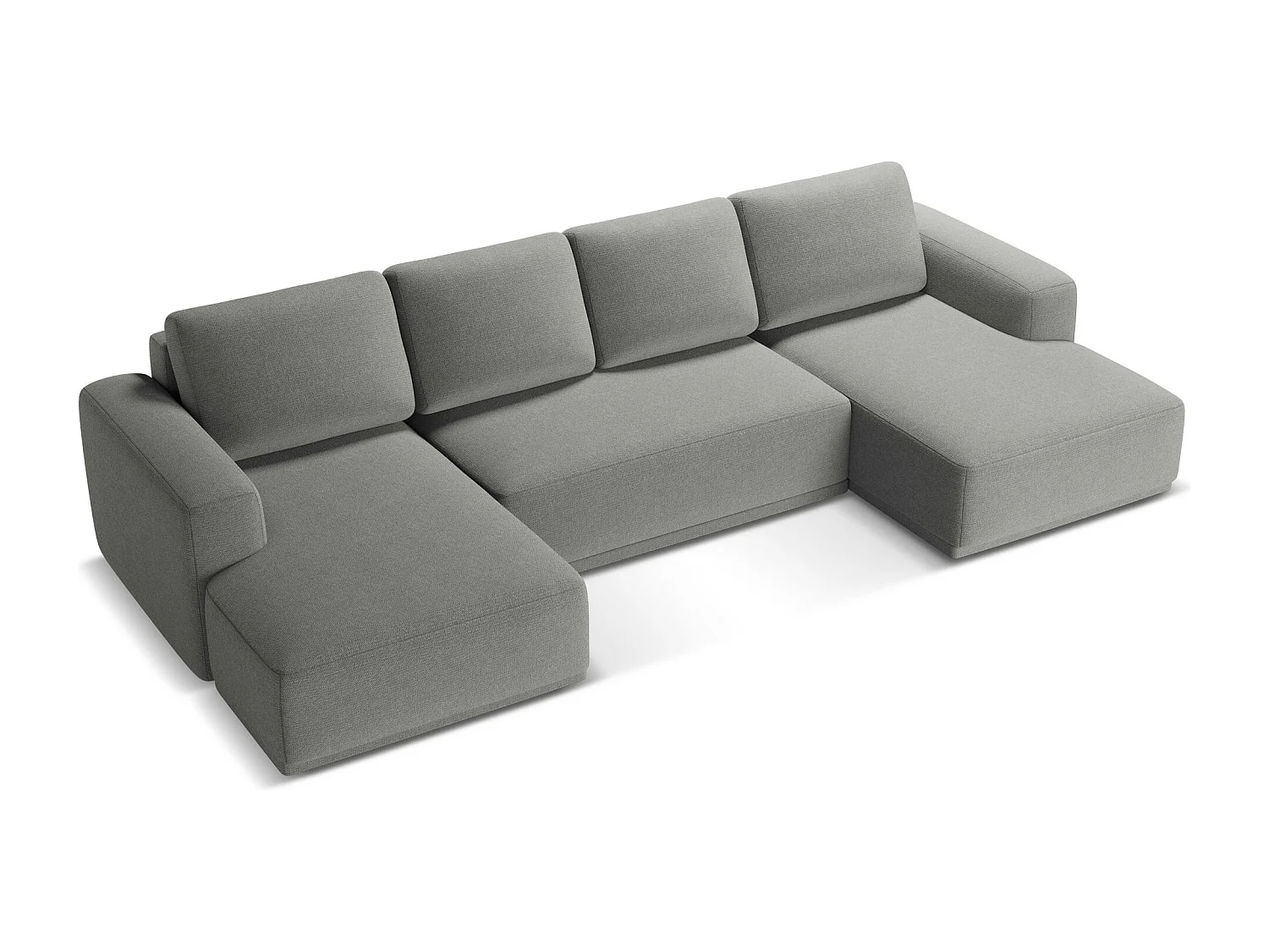 Canapé d'angle panoramique convertible en tissu chenille - éléphant - KAILA