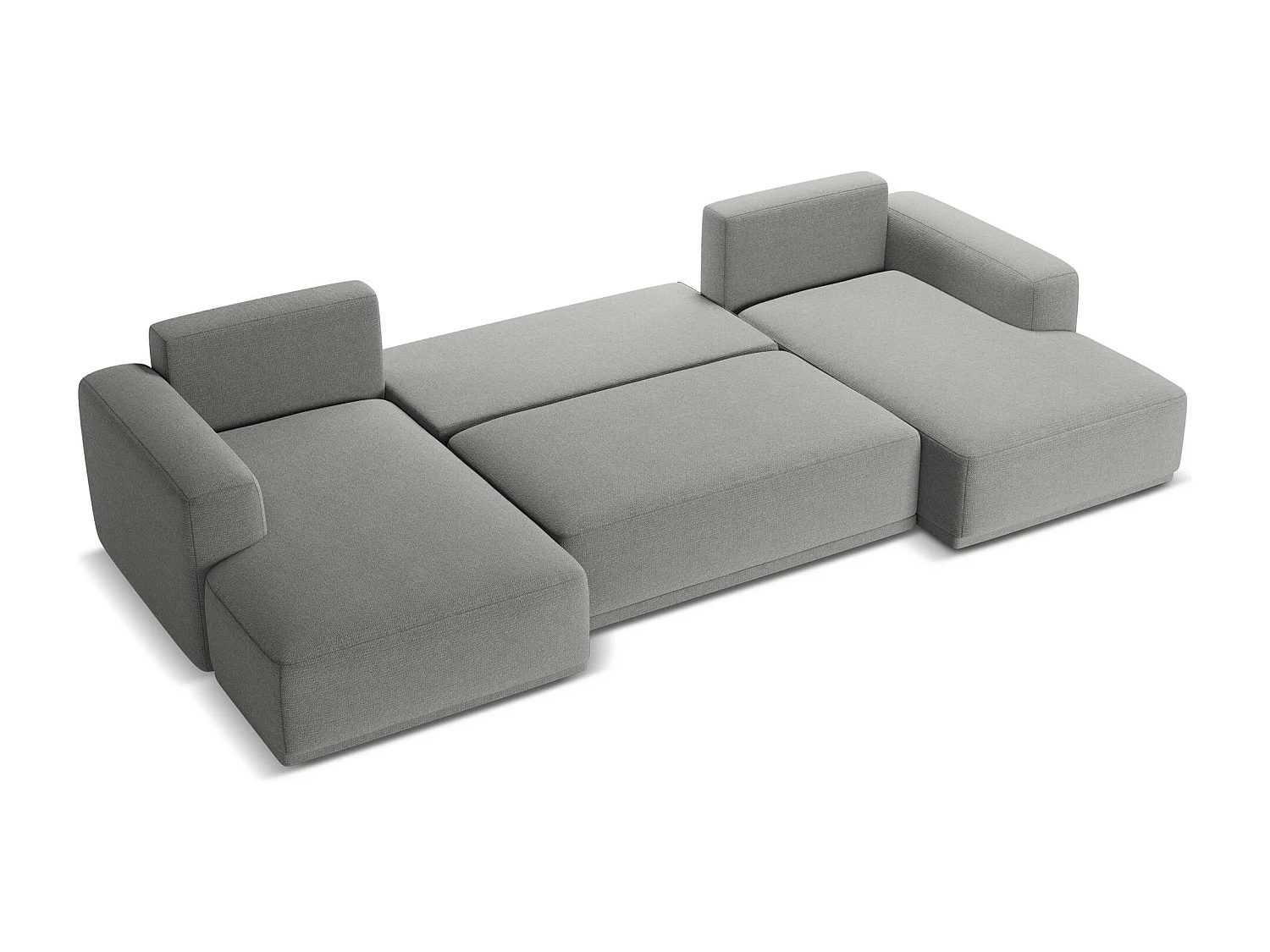 Canapé d'angle panoramique convertible en tissu chenille - éléphant - KAILA