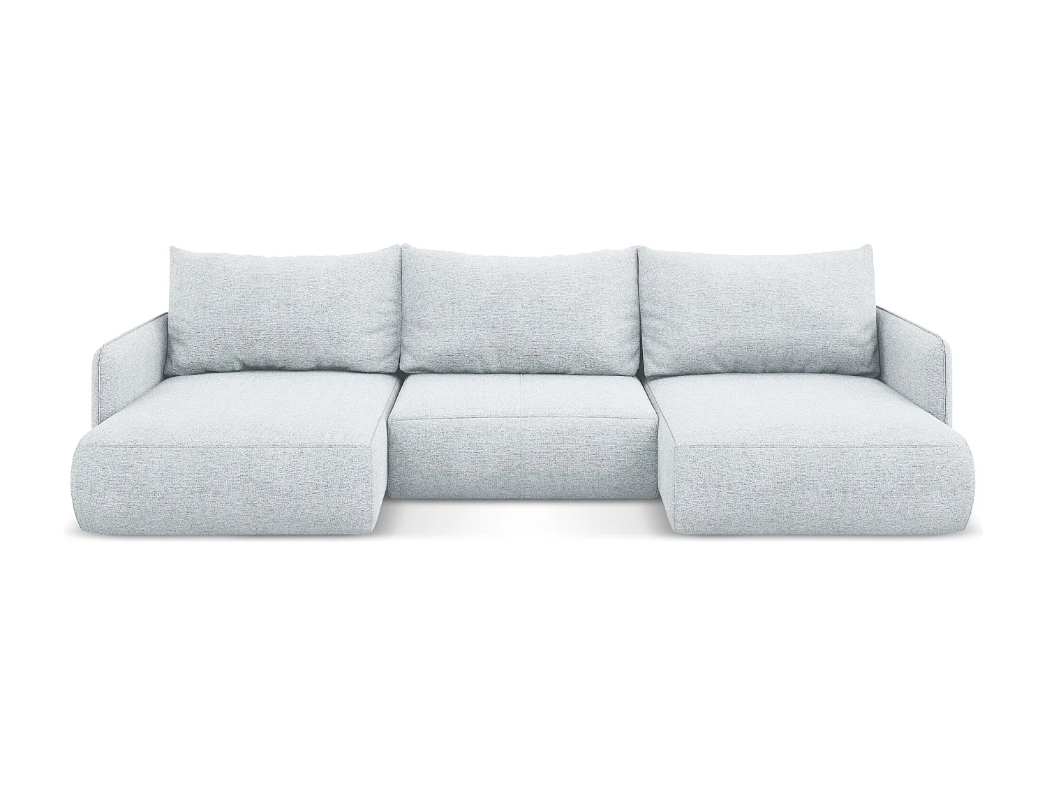 Canapé d'angle panoramique convertible en tissu chenille - bleu clair - NANEA