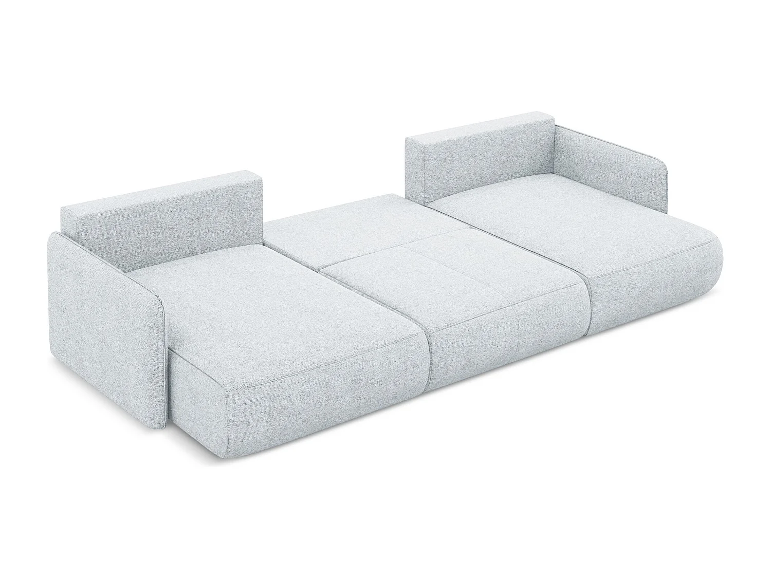 Canapé d'angle panoramique convertible en tissu chenille - bleu clair - NANEA