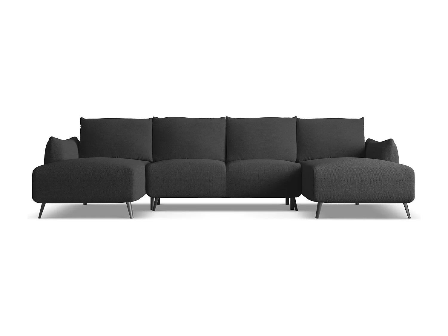 Panoramische hoekbank van antraciet chenille stof - MALIE