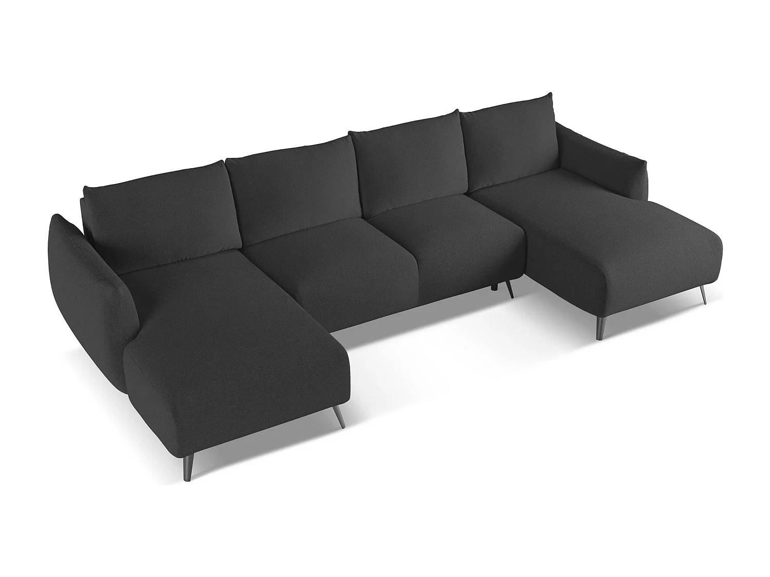 Panoramische hoekbank van antraciet chenille stof - MALIE