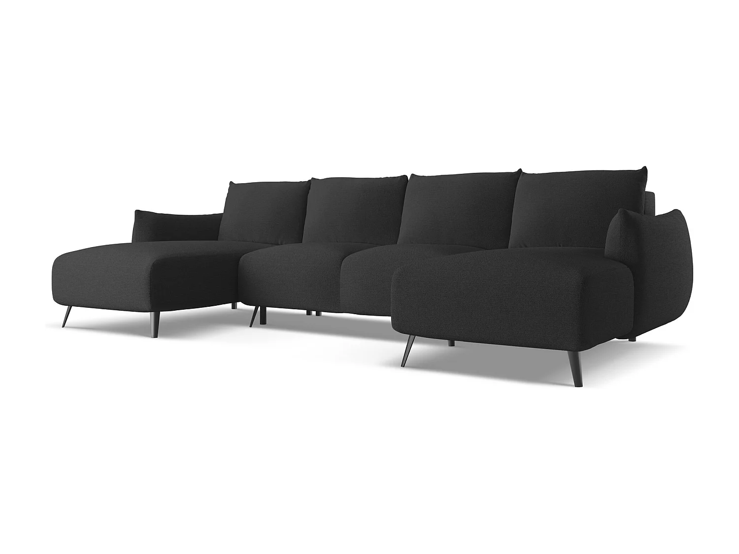 Panoramische hoekbank van antraciet chenille stof - MALIE