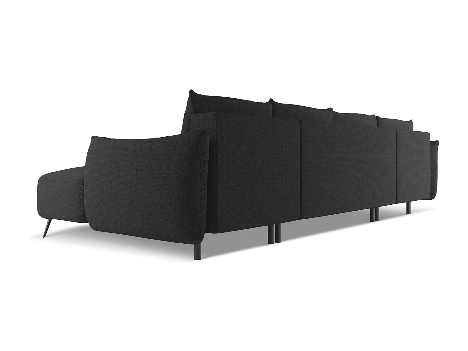 Panoramische hoekbank van antraciet chenille stof - MALIE