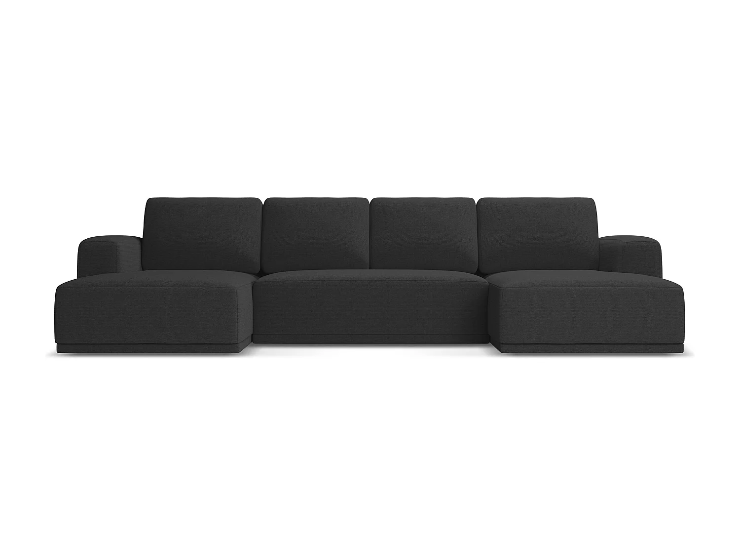 Sofa panoramiczna z funkcją spania - z tkaniny szenilowej - antracyt - KAILA