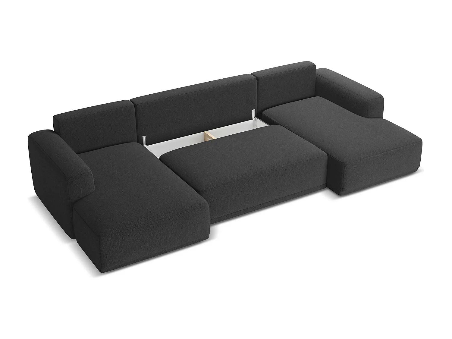 Sofa panoramiczna z funkcją spania - z tkaniny szenilowej - antracyt - KAILA