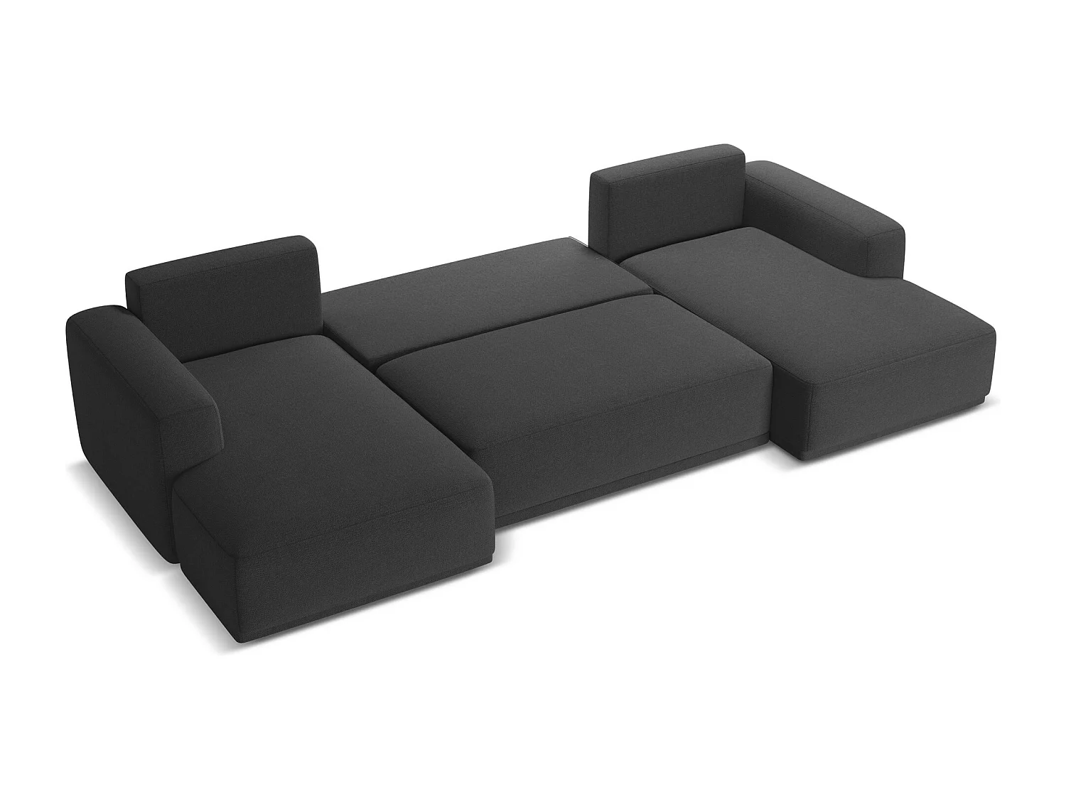 Canapé d'angle panoramique convertible en tissu chenille - anthracite - KAILA