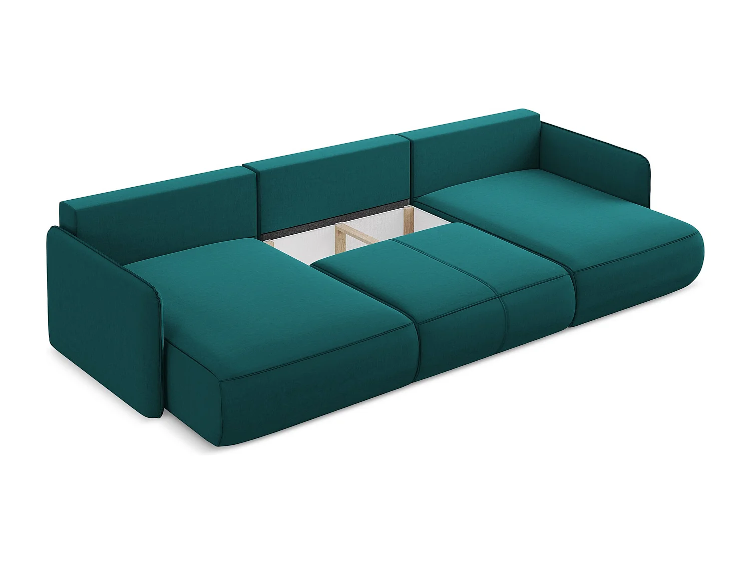 Panoramische hoekbank van marien velours - NANEA