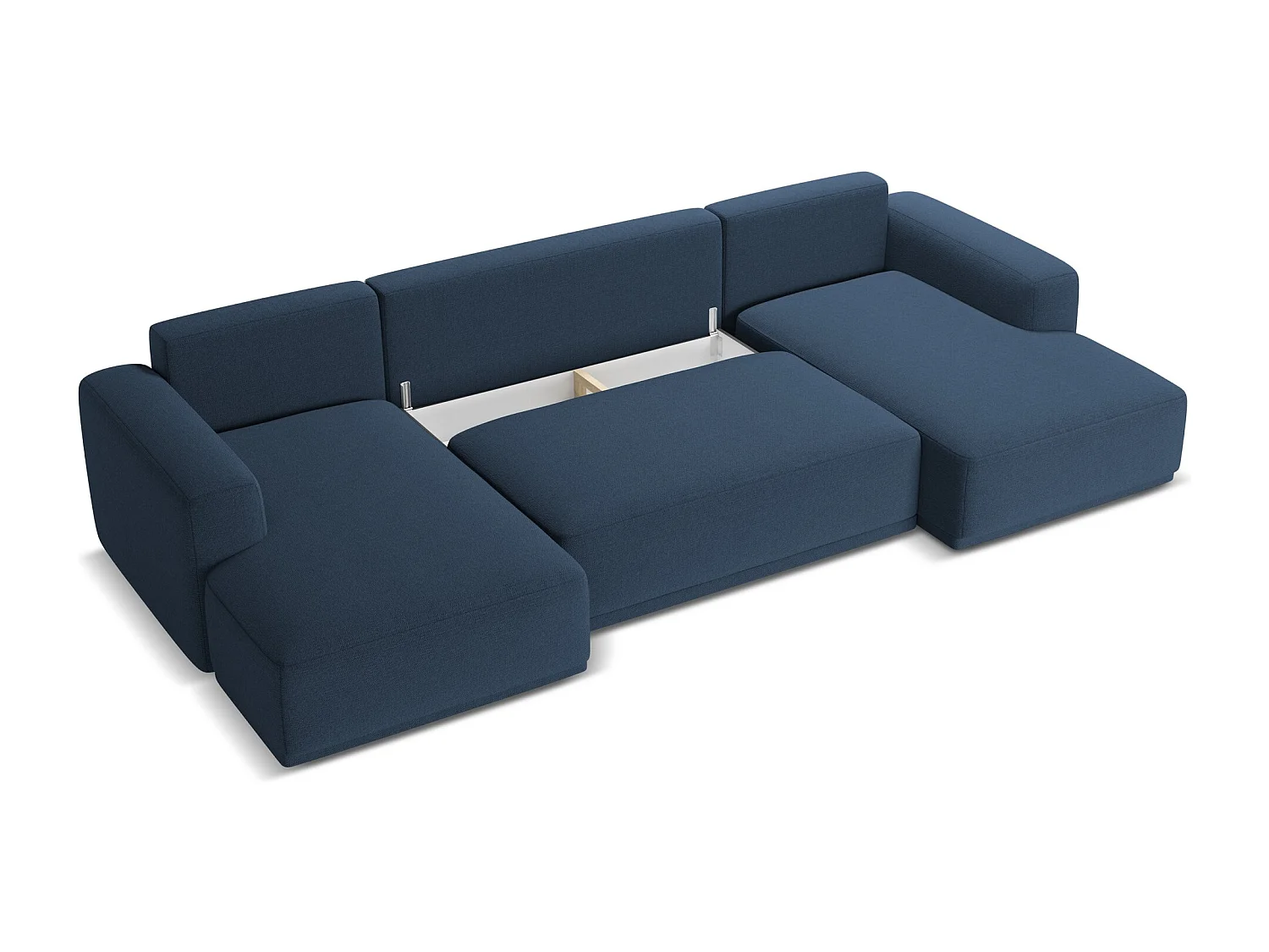 Sofa panoramiczna z funkcją spania - z tkaniny szenilowej - królewski niebieski - KAILA