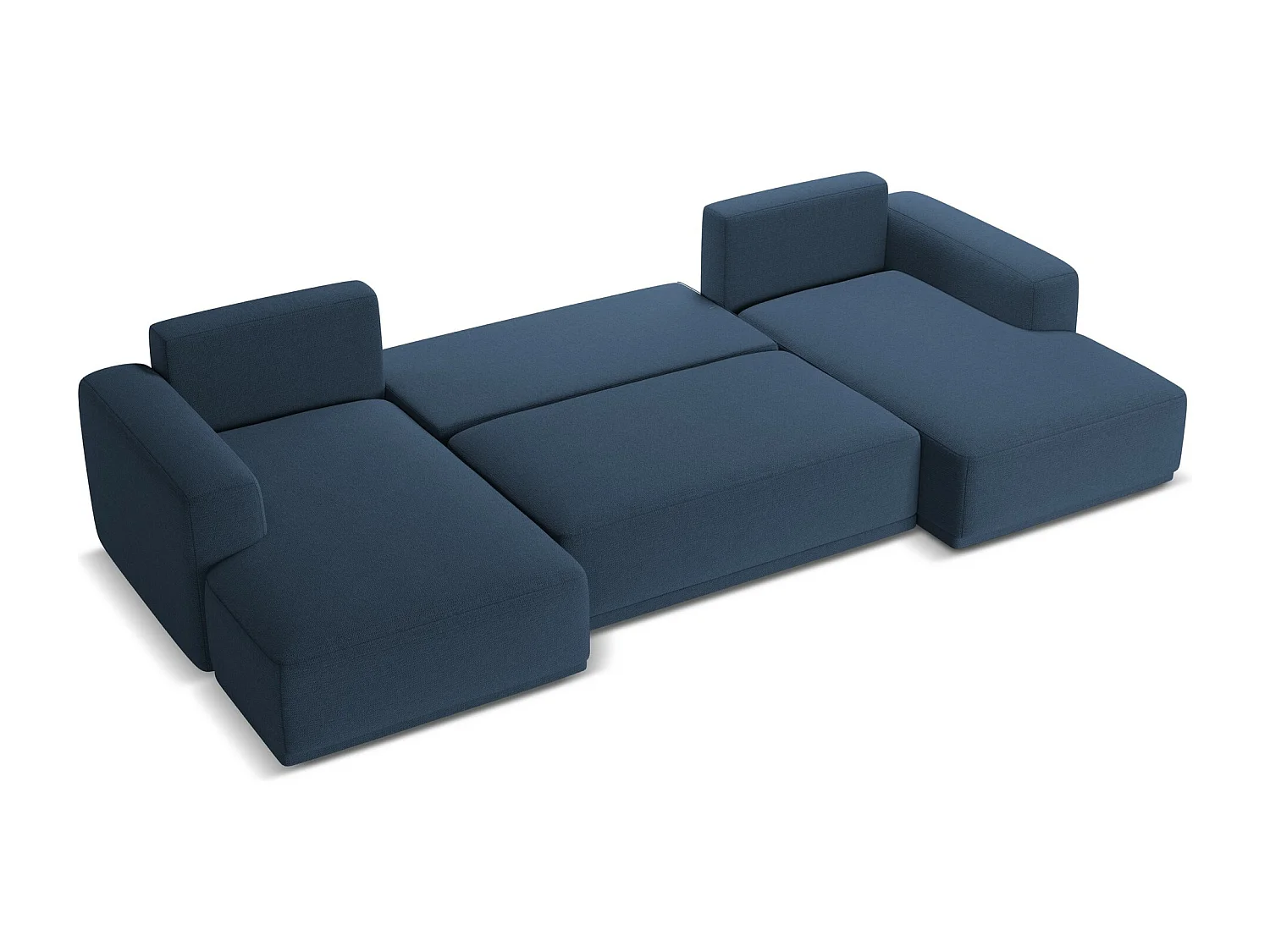 Sofa panoramiczna z funkcją spania - z tkaniny szenilowej - królewski niebieski - KAILA