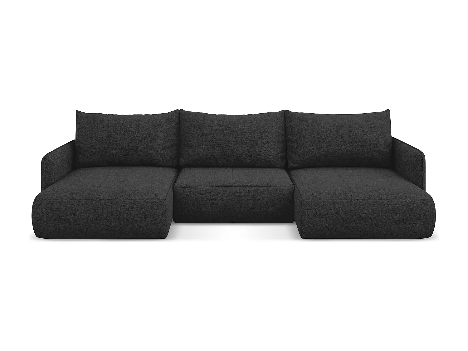 Canapé d'angle panoramique convertible en tissu chenille - anthracite - NANEA