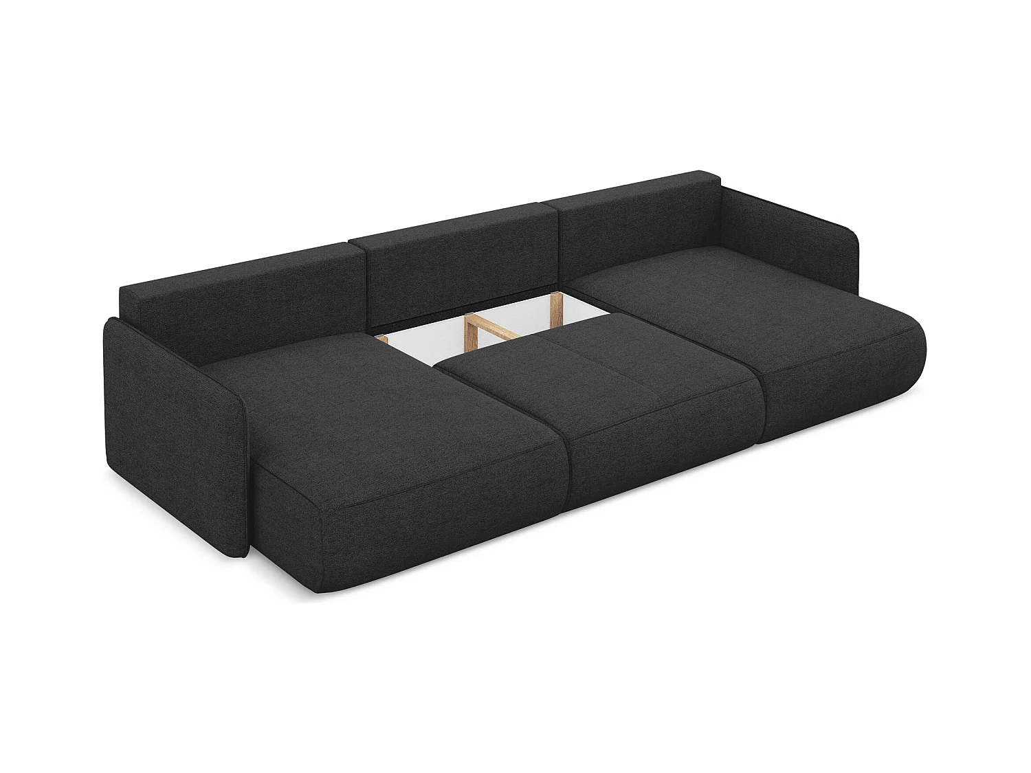Canapé d'angle panoramique convertible en tissu chenille - anthracite - NANEA