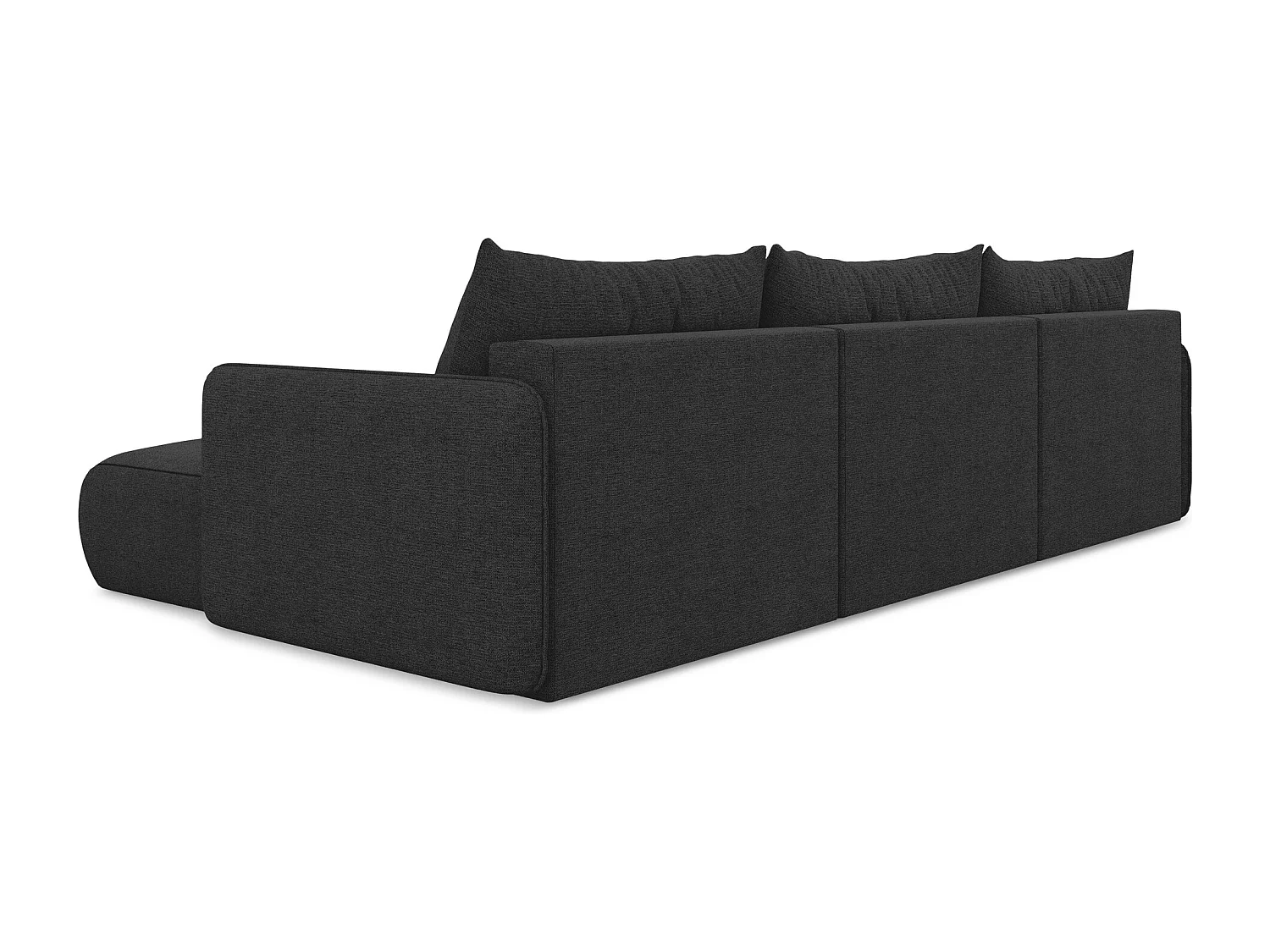 Canapé d'angle panoramique convertible en tissu chenille - anthracite - NANEA