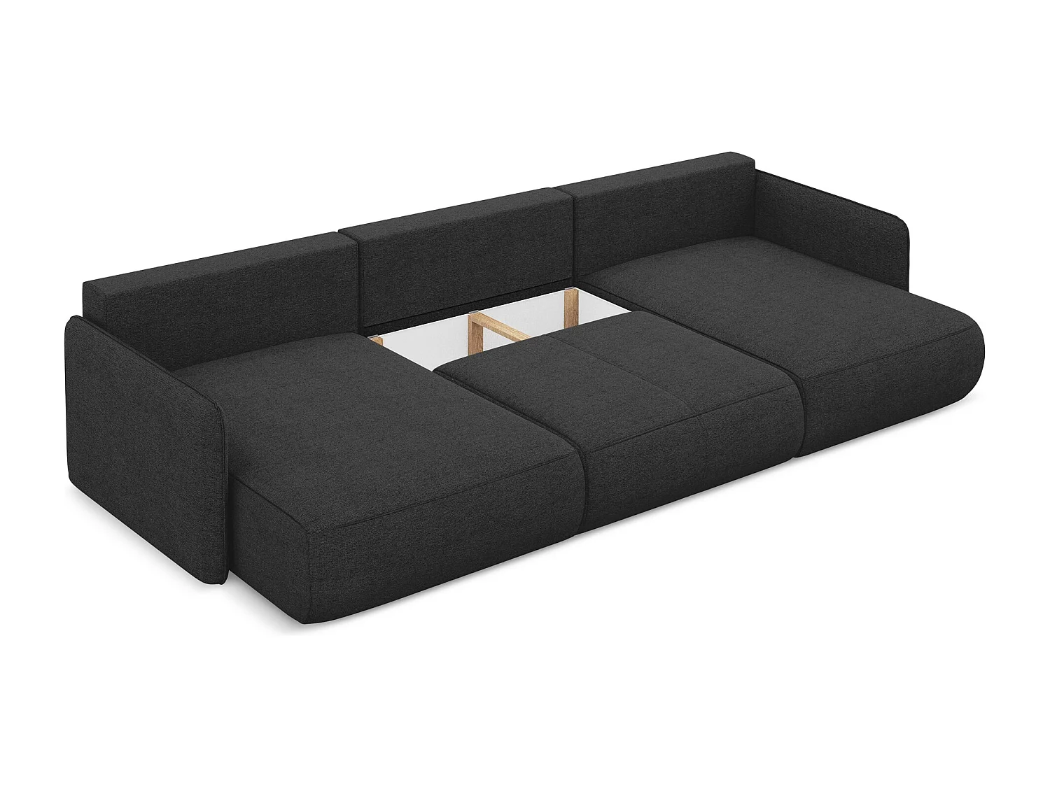 Canapé d'angle panoramique convertible en tissu chenille - anthracite - NANEA