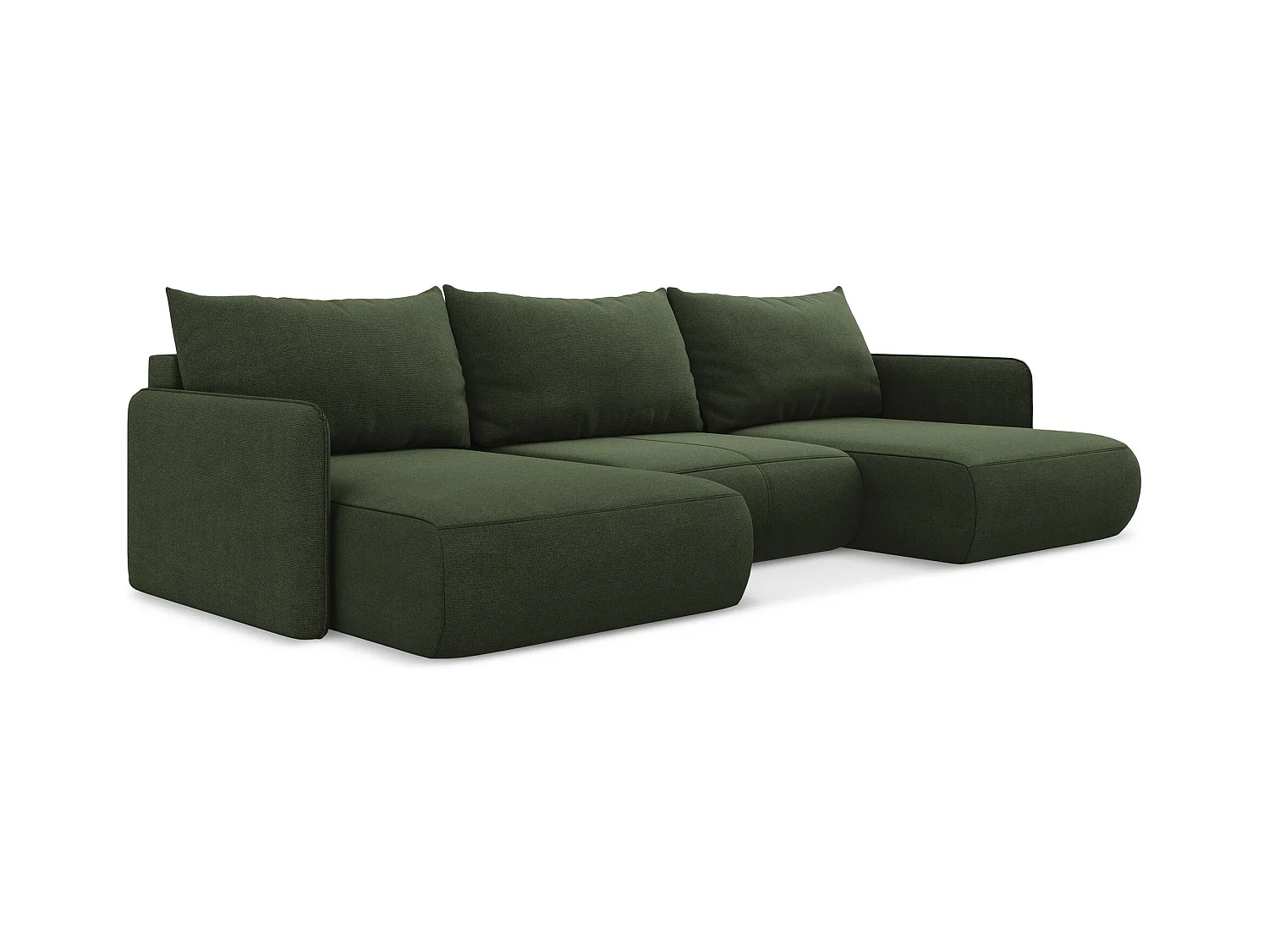 Große Wohnlandschaft - Ecke Rechts - Strukturstoff - Olive - NANEA