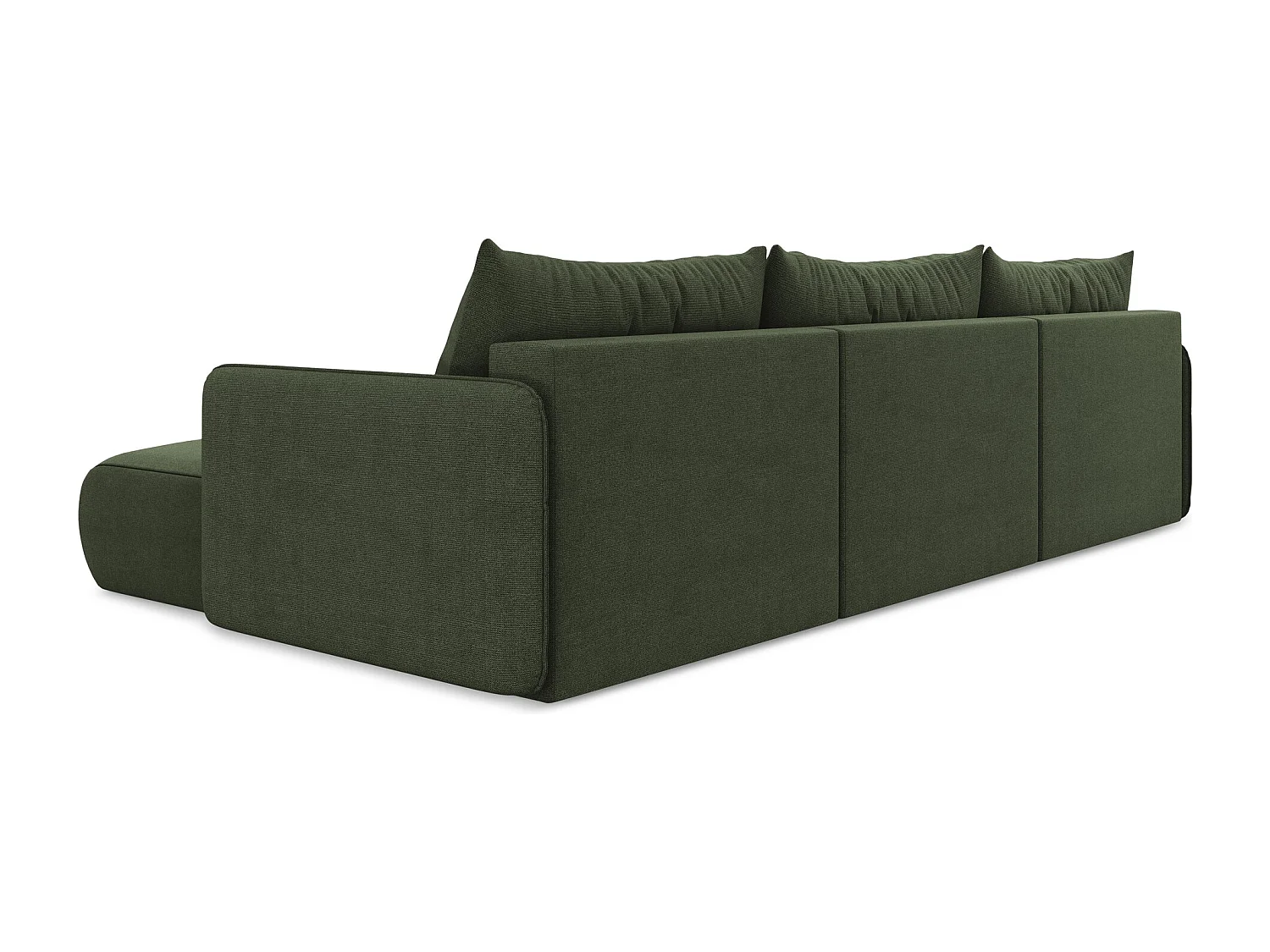 Canapé d'angle panoramique convertible en tissu texturé - olive - NANEA