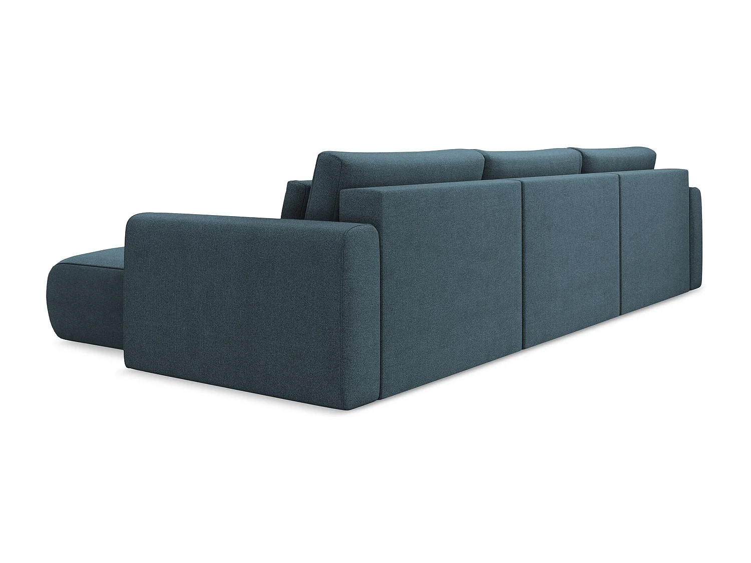 Canapé d'angle panoramique convertible en tissu texturé - jeans bleu - KAPUA