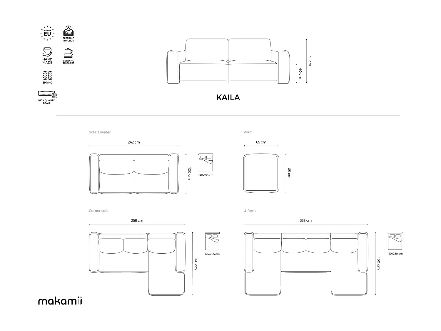 Große Wohnlandschaft - Ecke Rechts - Chenille - Gedämpftes Rosa - KAILA