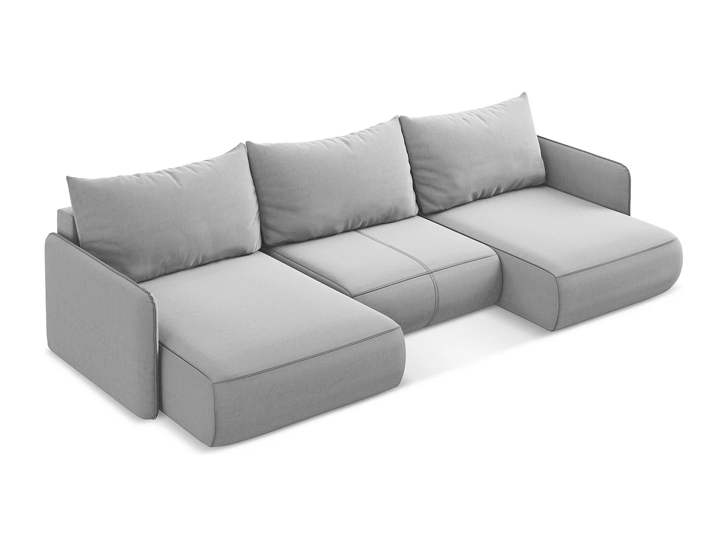 Panoramische hoekbank van grijs velours - NANEA