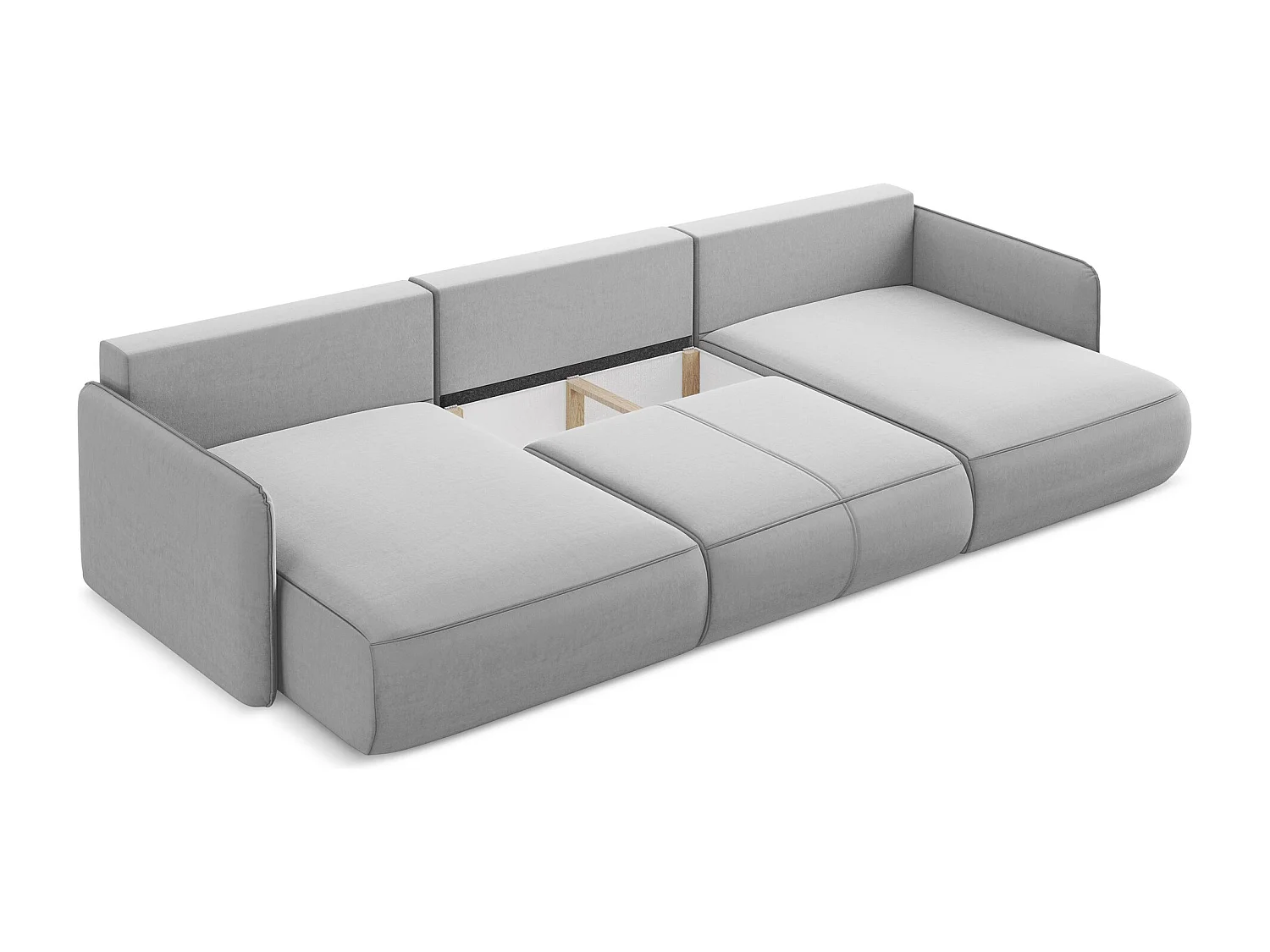 Panoramische hoekbank van grijs velours - NANEA