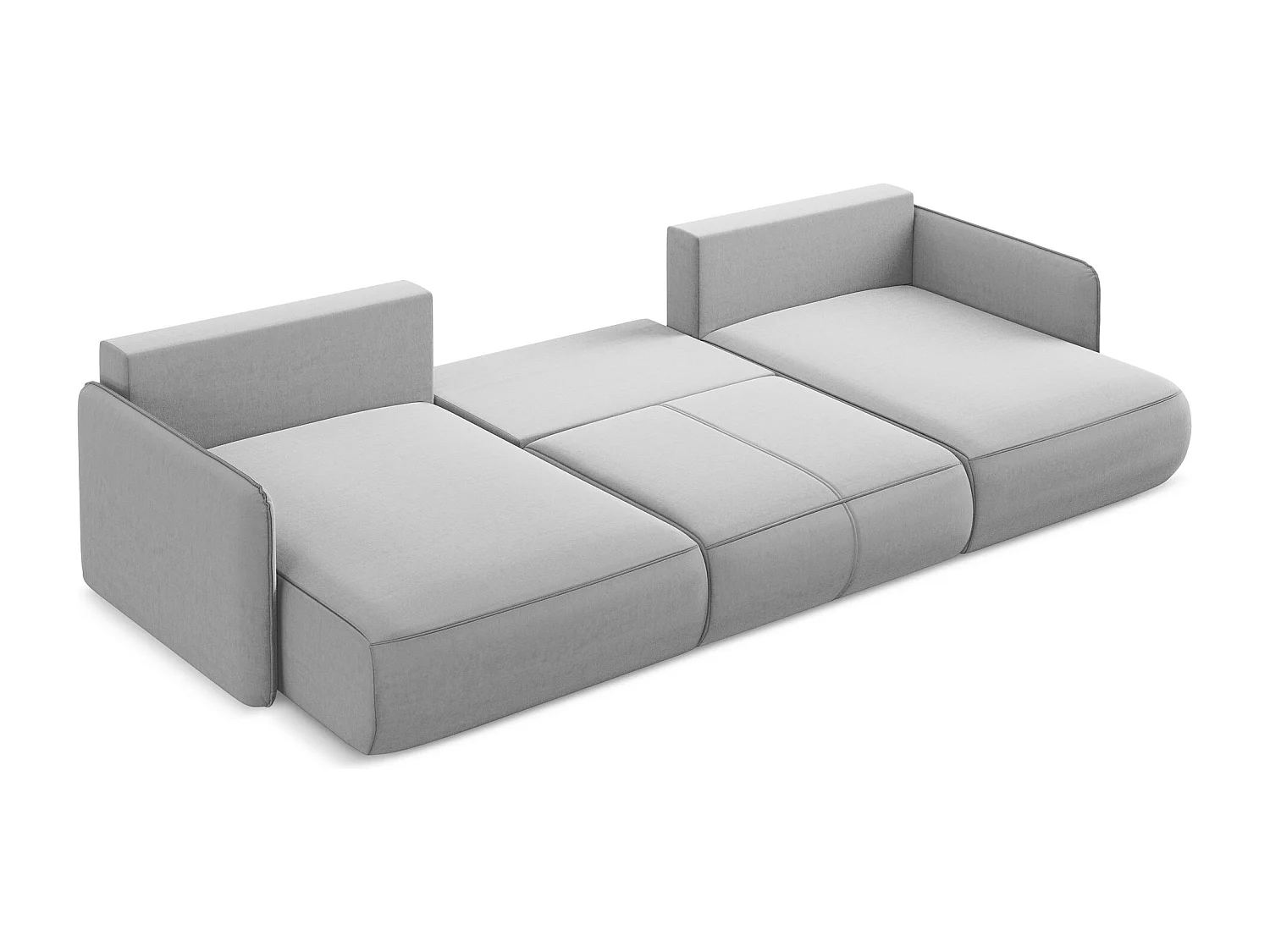 Sofá de canto panorâmico 3 lugares em veludo cinza - NANEA