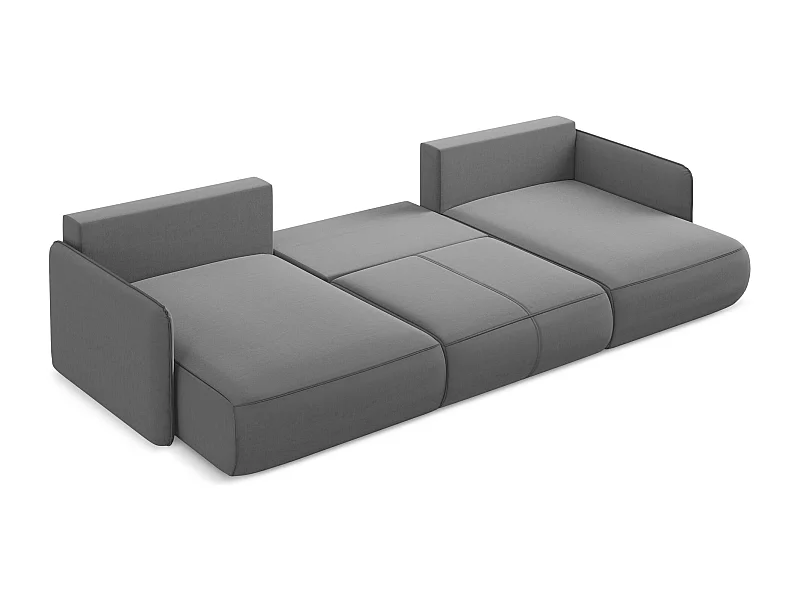 Canapé d'angle panoramique convertible en velours - gris - NANEA