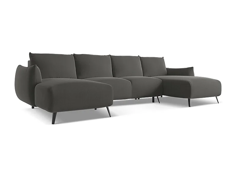 Sofa panoramiczna z funkcją spania - z tkaniny welwetowej - stalowy - MALIE