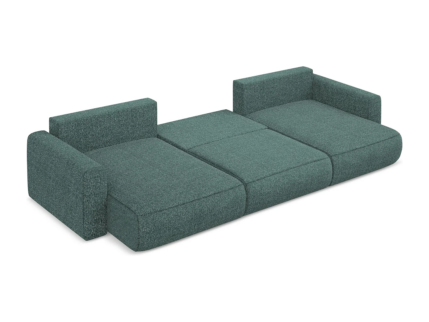 Sofa panoramiczna z funkcją spania - z tkaniny strukturalnej - jeans - KAPUA
