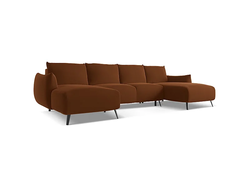 Große Wohnlandschaft - Ecke Rechts - Samt - Terrakotta - MALIE