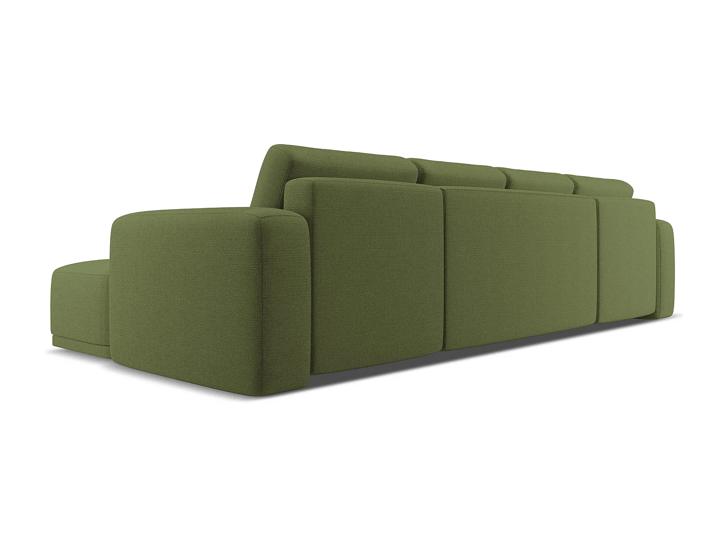 Canapé d'angle panoramique convertible en tissu chenille - bouteille verte - KAILA