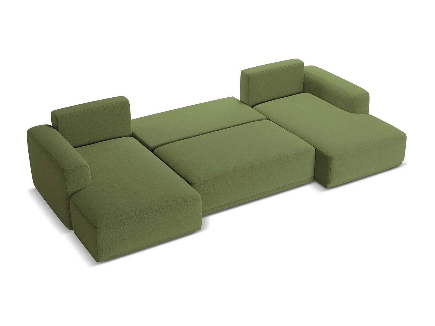 Canapé d'angle panoramique convertible en tissu chenille - bouteille verte - KAILA