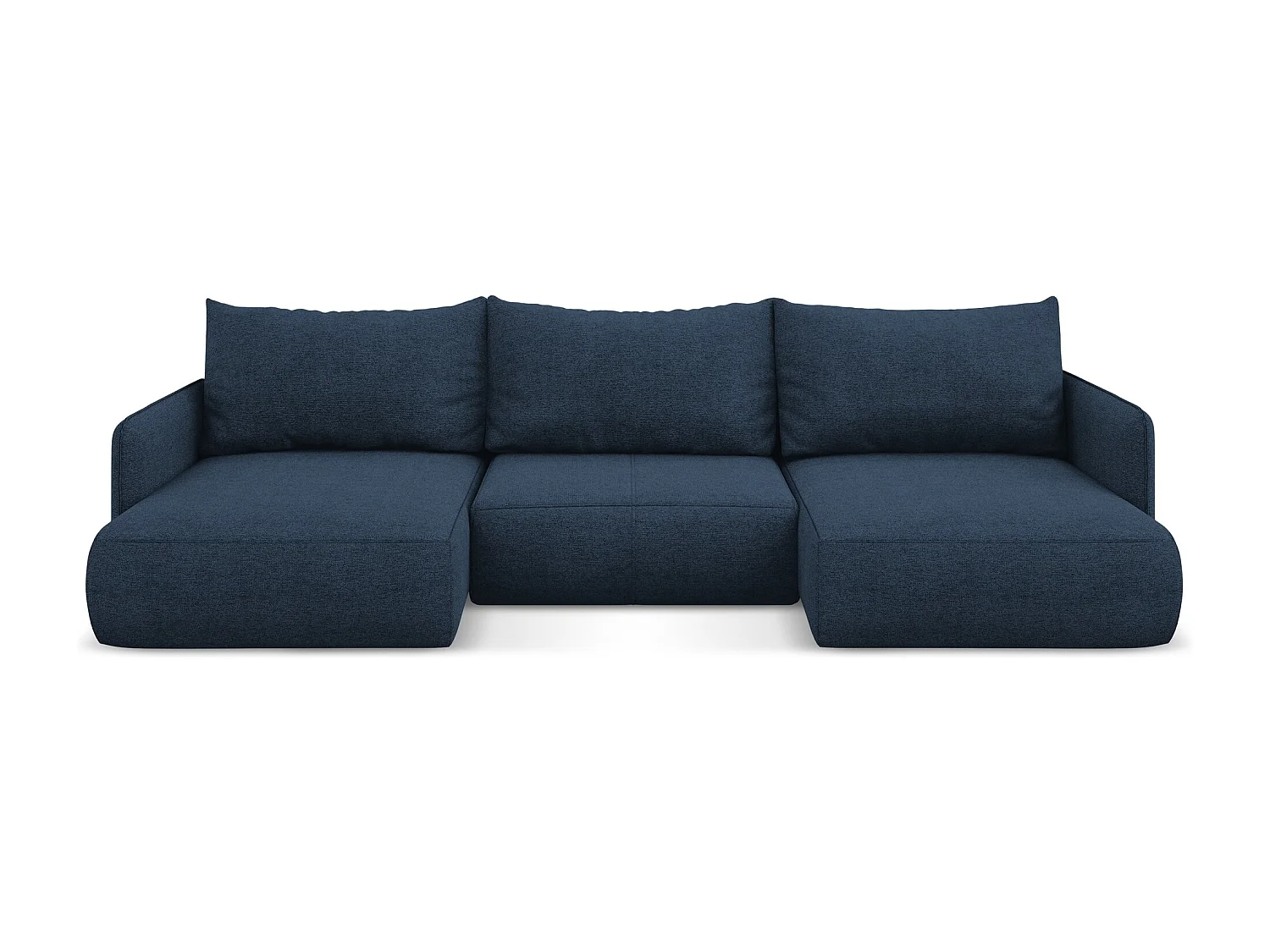 Canapé d'angle panoramique convertible en tissu chenille - bleu royal - NANEA