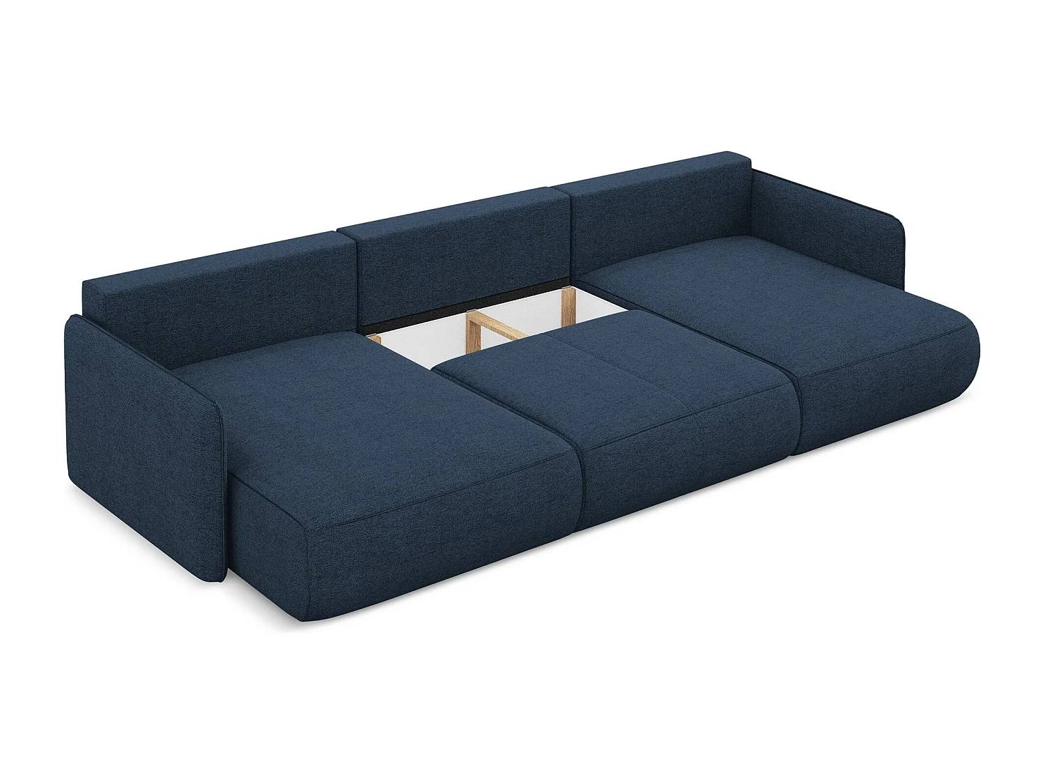 Canapé d'angle panoramique convertible en tissu chenille - bleu royal - NANEA