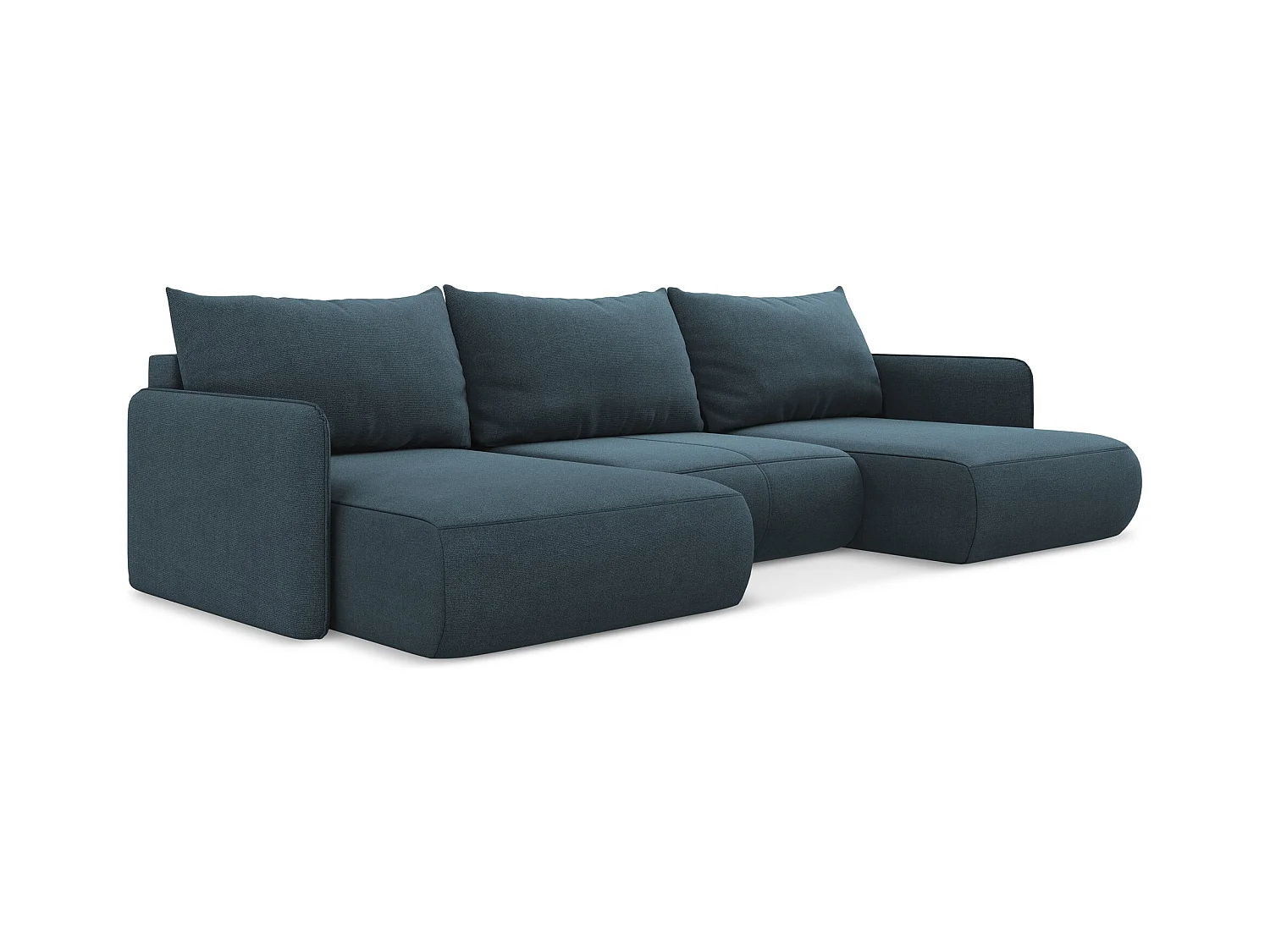Große Wohnlandschaft - Ecke Rechts - Strukturstoff - Jeans - NANEA