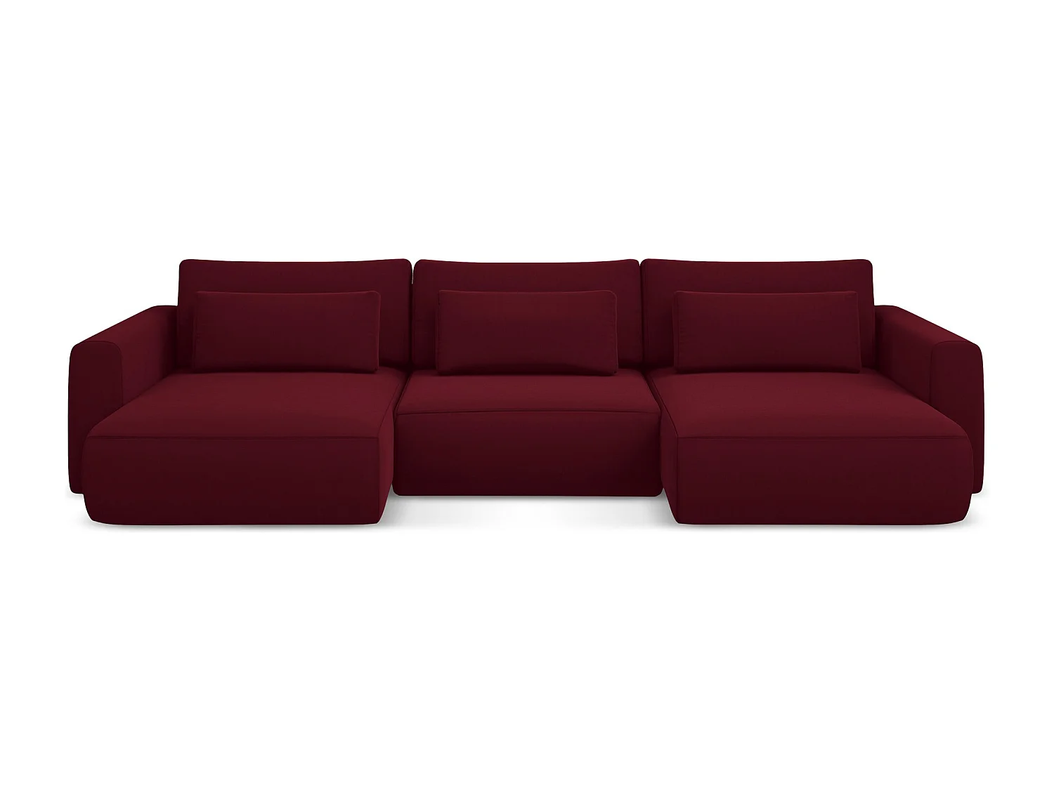 Canapé d'angle panoramique convertible en velours - bourgogne - KAPUA