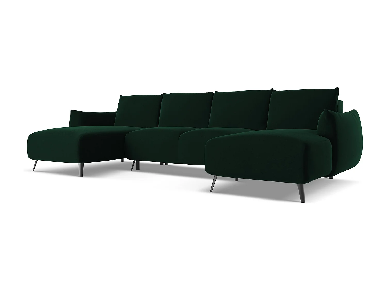 Große Wohnlandschaft - Ecke Rechts - Samt - Flaschengrün - MALIE