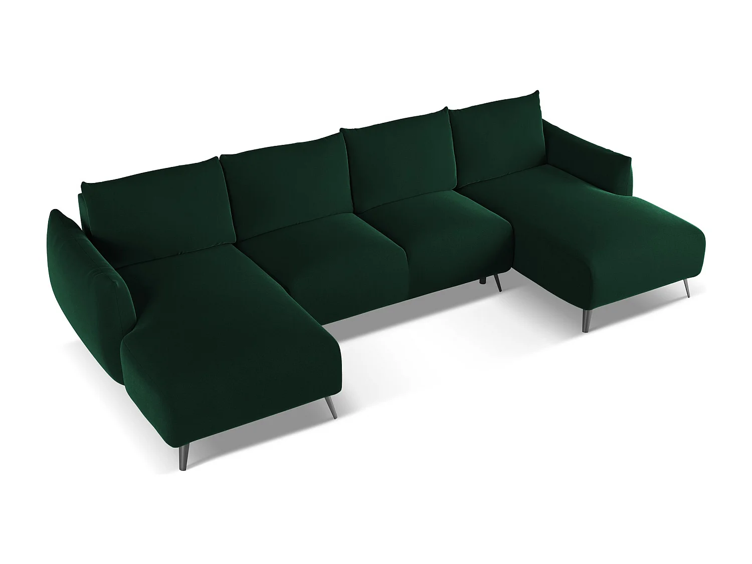 Große Wohnlandschaft - Ecke Rechts - Samt - Flaschengrün - MALIE