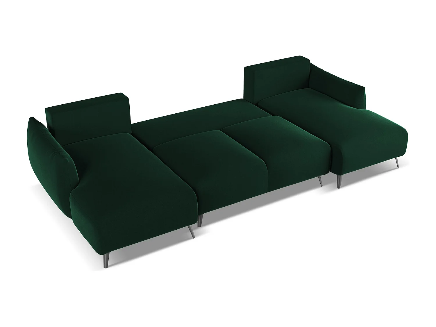 Canapé d'angle panoramique convertible en velours - bouteille verte - MALIE